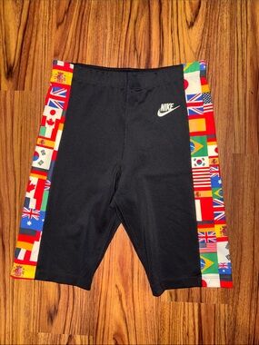 Nike Black Kids Swim Shorts with Multicolor Flag Side Panels